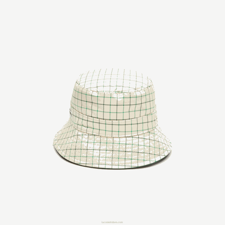 mulheres Lacoste bege verde epp Heritage reversível sólido ou balde de verificação 08D02929