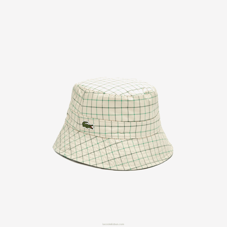 mulheres Lacoste bege verde epp Heritage reversível sólido ou balde de verificação 08D02929