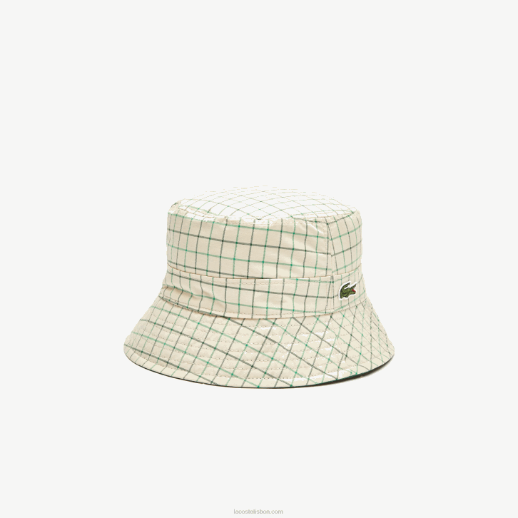 mulheres Lacoste bege verde epp Heritage reversível sólido ou balde de verificação 08D02929