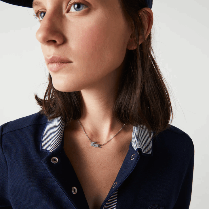 mulheres Lacoste prata 045 colar de crocodilo 08D02905