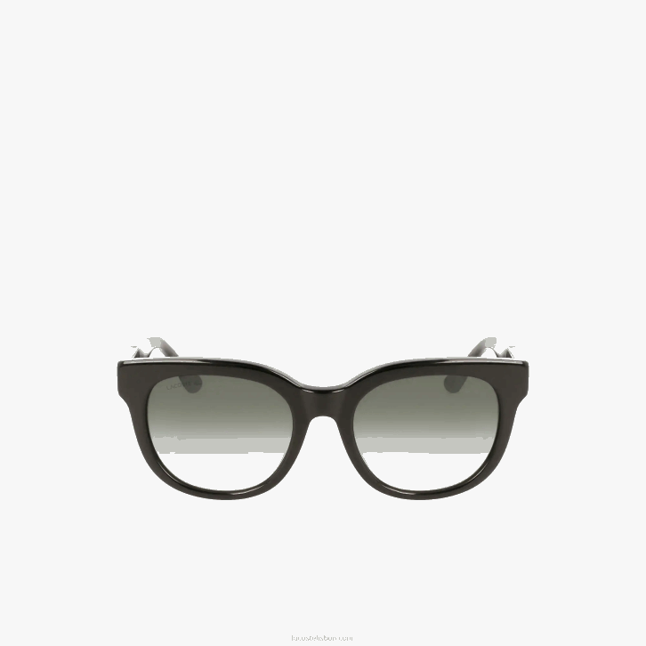 mulheres Lacoste preto fosco 001 óculos de sol ovais de pele de croco de acetato 08D02920