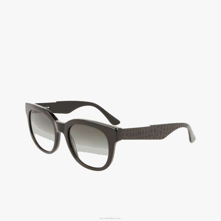 mulheres Lacoste preto fosco 001 óculos de sol ovais de pele de croco de acetato 08D02920