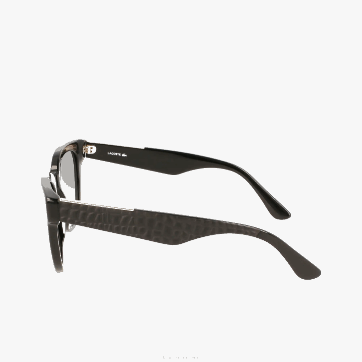 mulheres Lacoste preto fosco 001 óculos de sol ovais de pele de croco de acetato 08D02920