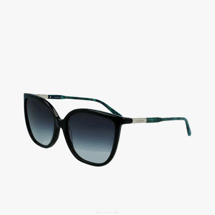 mulheres Lacoste preto fosco 001 óculos de sol tubulares de acetato de borboleta 08D02906