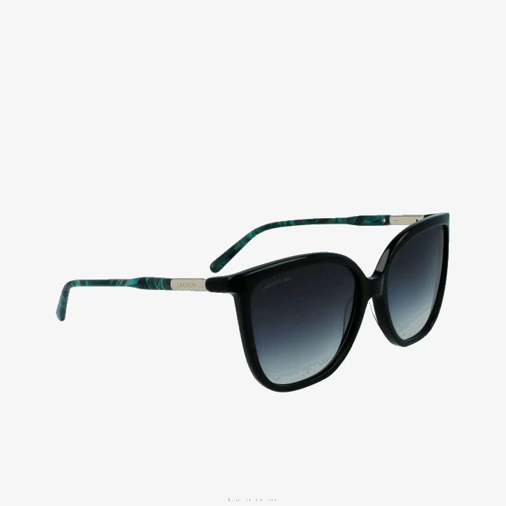 mulheres Lacoste preto fosco 001 óculos de sol tubulares de acetato de borboleta 08D02906