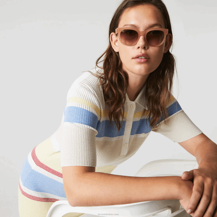 mulheres Lacoste rosa 662 óculos de sol ovais de pele de croco de acetato 08D02919