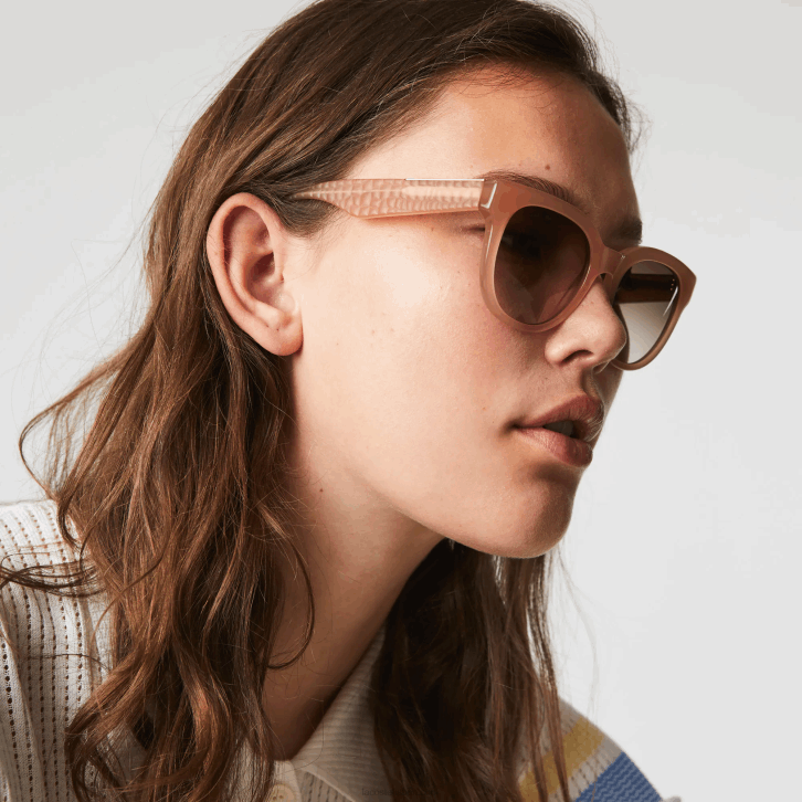 mulheres Lacoste rosa 662 óculos de sol ovais de pele de croco de acetato 08D02919