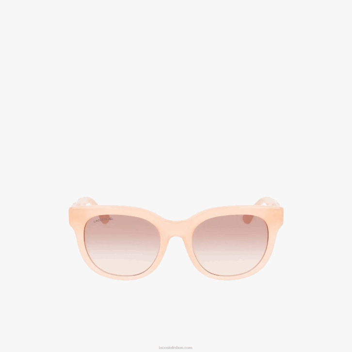 mulheres Lacoste rosa 662 óculos de sol ovais de pele de croco de acetato 08D02919
