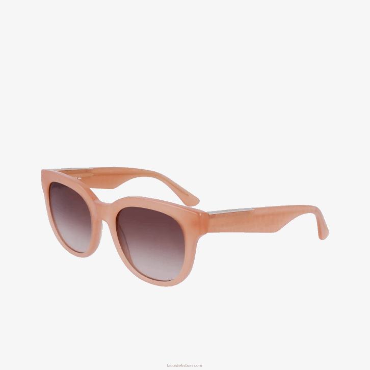 mulheres Lacoste rosa 662 óculos de sol ovais de pele de croco de acetato 08D02919