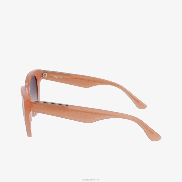 mulheres Lacoste rosa 662 óculos de sol ovais de pele de croco de acetato 08D02919