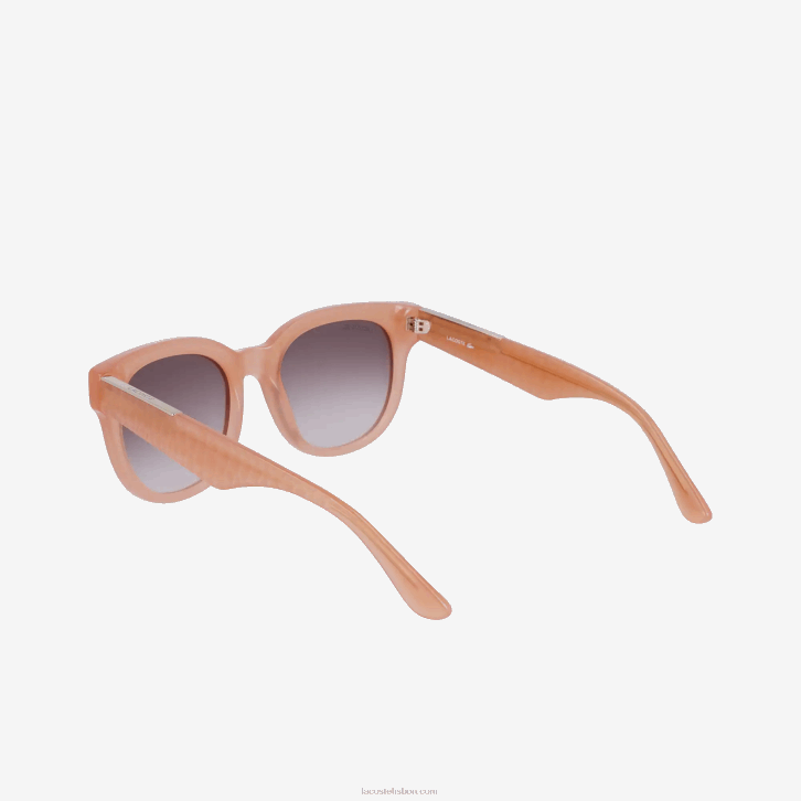 mulheres Lacoste rosa 662 óculos de sol ovais de pele de croco de acetato 08D02919