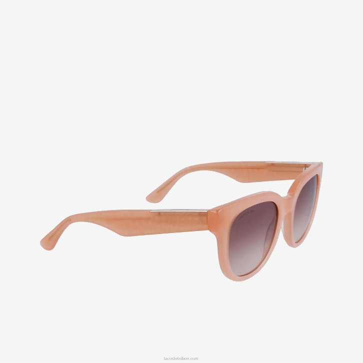 mulheres Lacoste rosa 662 óculos de sol ovais de pele de croco de acetato 08D02919