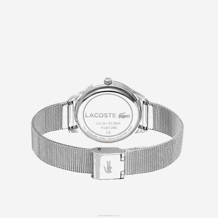 mulheres Lacoste prata 000 relógio club 3 ponteiros - champanhe com malha de aço inoxidável 08D02922
