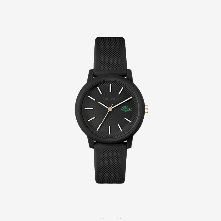 mulheres Lacoste preto 000 12.12 relógio de pulseira de silicone preto 08D02910