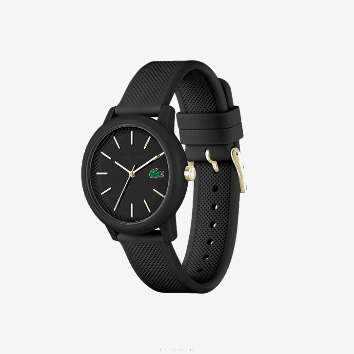 mulheres Lacoste preto 000 12.12 relógio de pulseira de silicone preto 08D02910