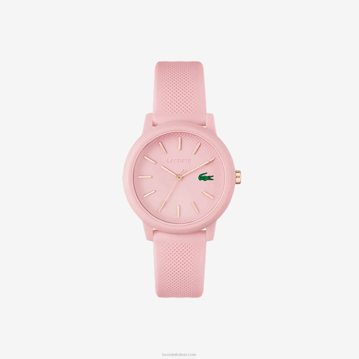 mulheres Lacoste rosa 000 12.12 relógio de pulseira de silicone rosa 08D02909