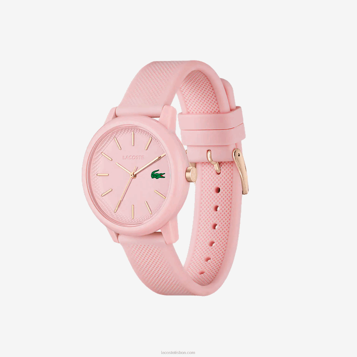 mulheres Lacoste rosa 000 12.12 relógio de pulseira de silicone rosa 08D02909