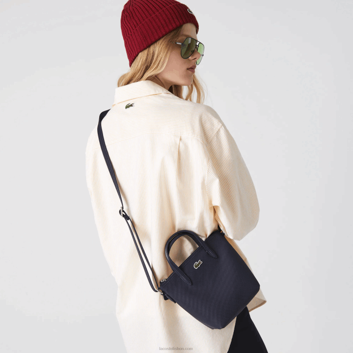 mulheres Lacoste eclipse 141 l.12.12 mini bolsa tote com zíper em lona revestida em petit pique 08D02819