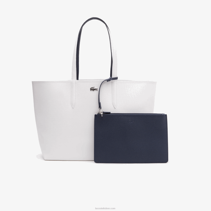 mulheres Lacoste farine blue nuit l44 bolsa tote bicolor reversível anna 08D02776