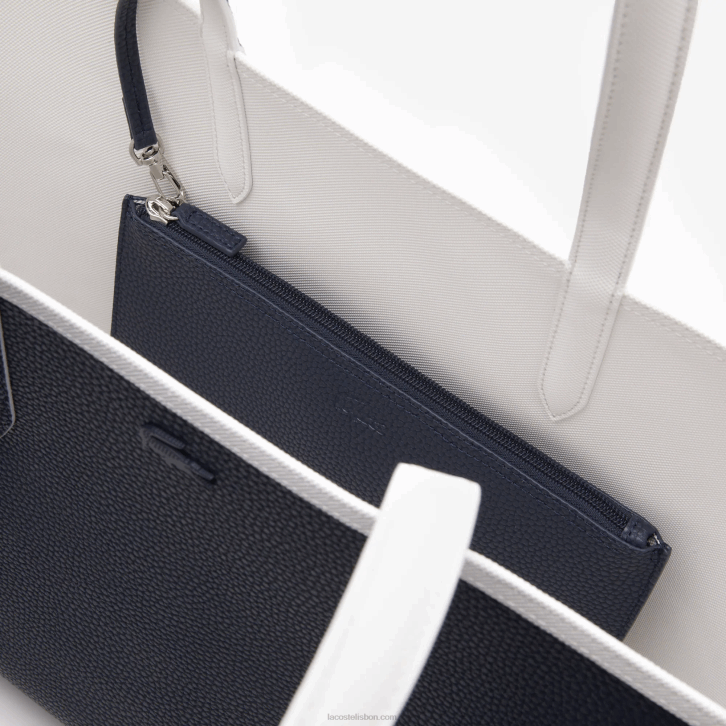mulheres Lacoste farine blue nuit l44 bolsa tote bicolor reversível anna 08D02776
