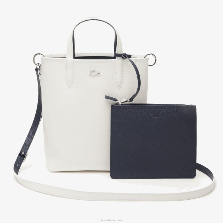 mulheres Lacoste farine blue nuit l44 bolsa tote reversível de lona revestida anna 08D02780