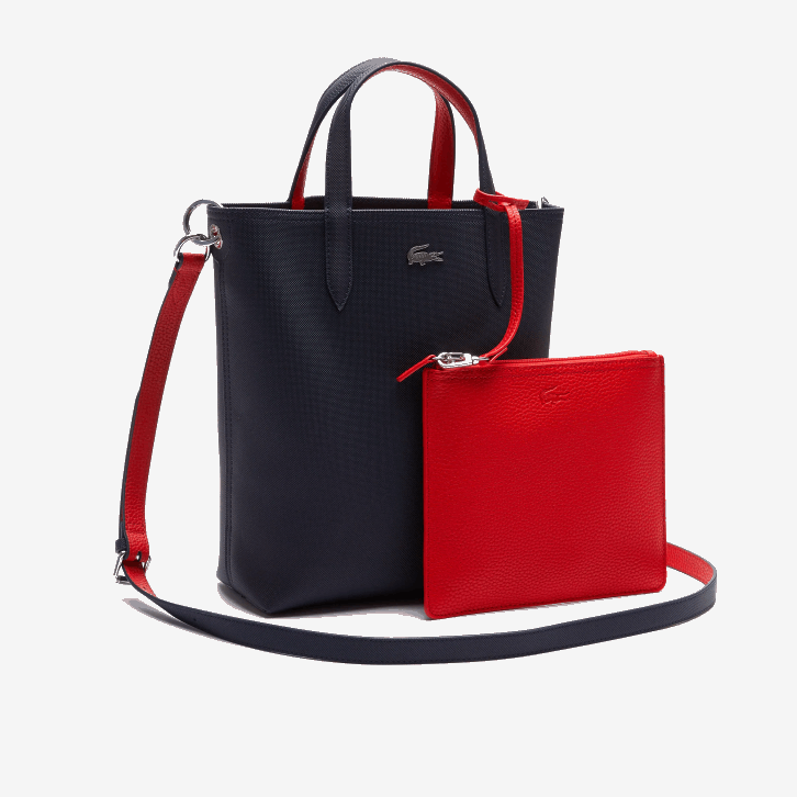 mulheres Lacoste fuzileiro naval 166 vermelho 240 b50 bolsa tote reversível de lona revestida anna 08D02818