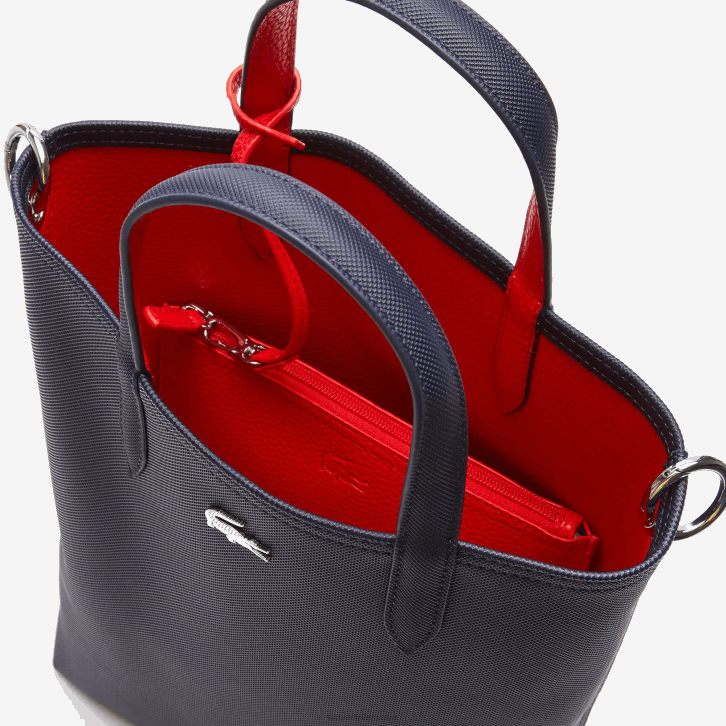 mulheres Lacoste fuzileiro naval 166 vermelho 240 b50 bolsa tote reversível de lona revestida anna 08D02818