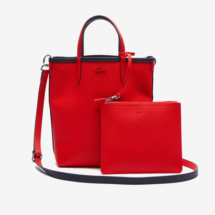 mulheres Lacoste fuzileiro naval 166 vermelho 240 b50 bolsa tote reversível de lona revestida anna 08D02818