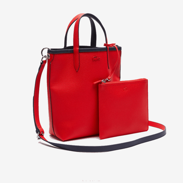 mulheres Lacoste fuzileiro naval 166 vermelho 240 b50 bolsa tote reversível de lona revestida anna 08D02818