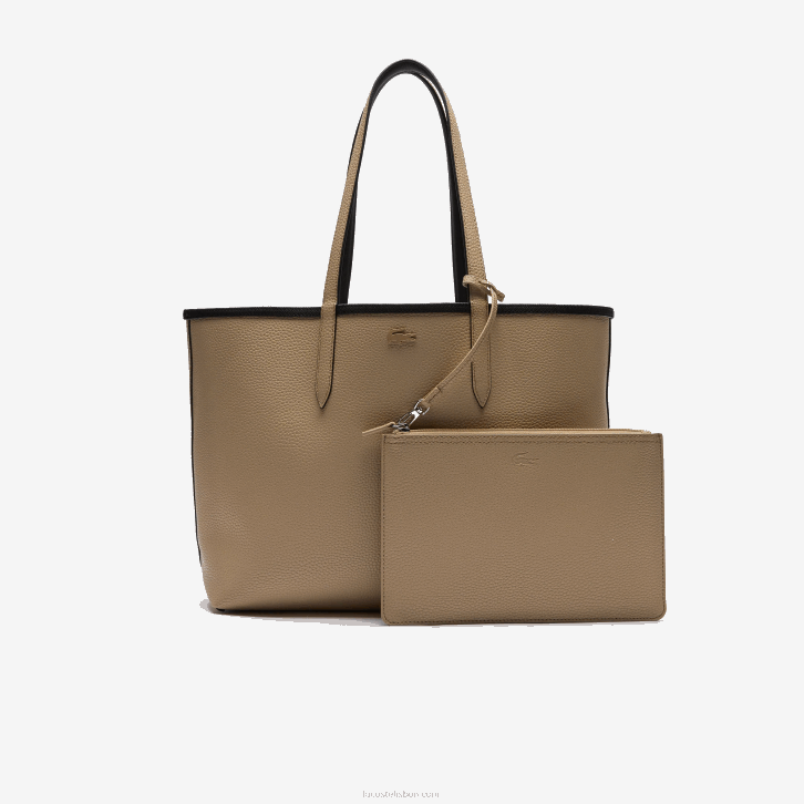 mulheres Lacoste noir krema a91 bolsa tote bicolor reversível anna 08D02824