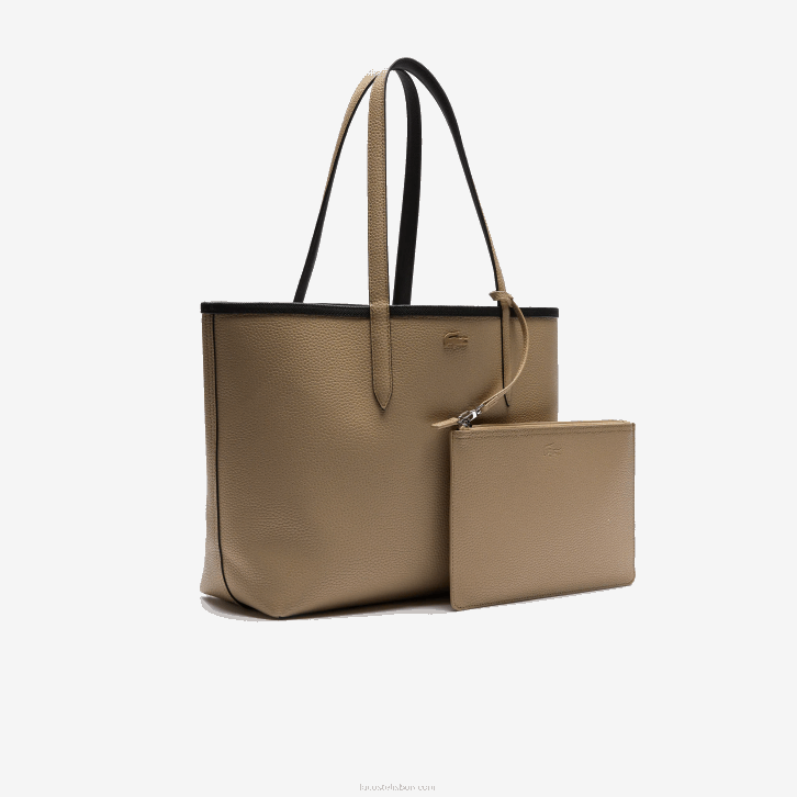 mulheres Lacoste noir krema a91 bolsa tote bicolor reversível anna 08D02824