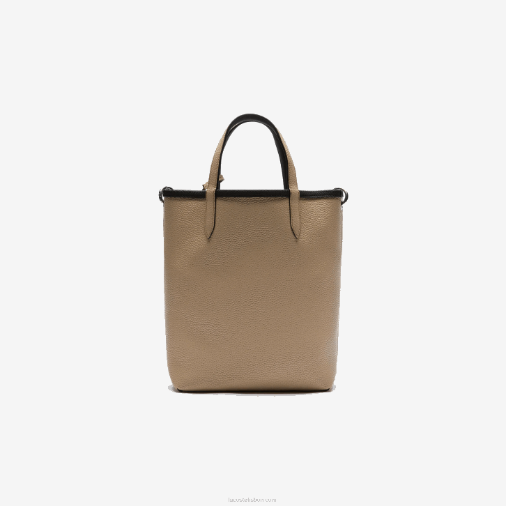 mulheres Lacoste noir krema a91 bolsa tote reversível de lona revestida anna 08D02830