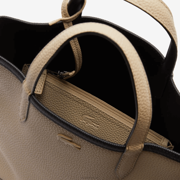 mulheres Lacoste noir krema a91 bolsa tote reversível de lona revestida anna 08D02830