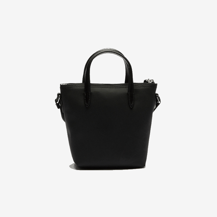 mulheres Lacoste preto 000 l.12.12 mini bolsa tote com zíper em lona revestida em petit pique 08D02820