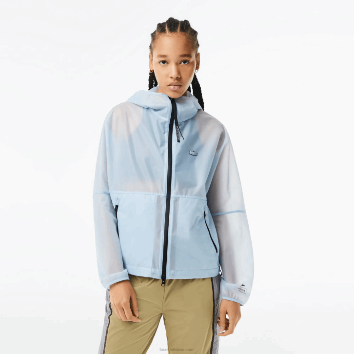 mulheres Lacoste mosca azul blusão transparente 08D02433