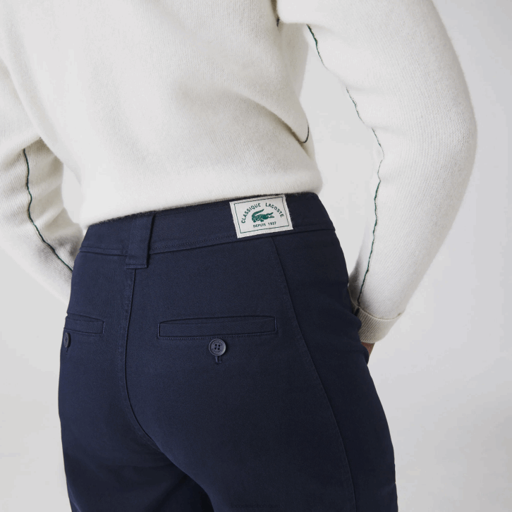 mulheres Lacoste azul marinho 166 calças de gabardine de algodão 08D02652