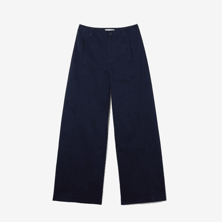 mulheres Lacoste azul marinho 166 calças de gabardine de algodão 08D02652