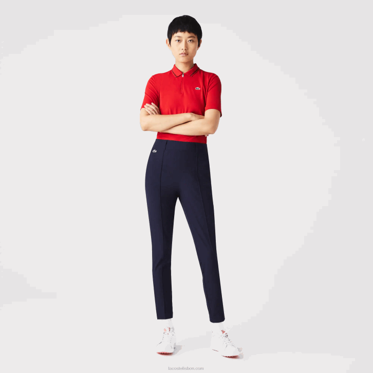 mulheres Lacoste azul marinho 166 calças de golfe elásticas esportivas 08D02658