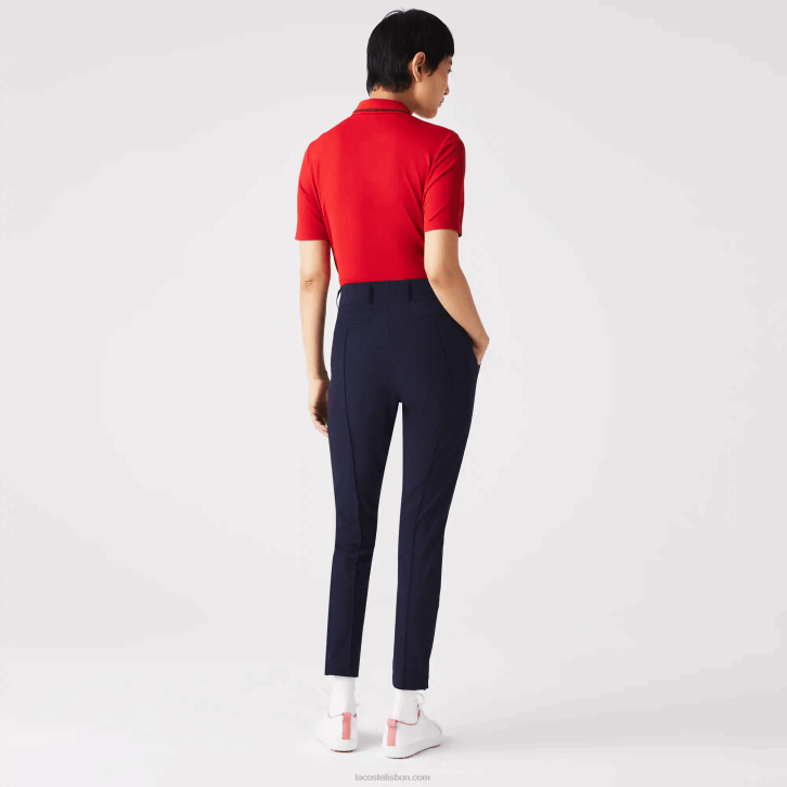 mulheres Lacoste azul marinho 166 calças de golfe elásticas esportivas 08D02658