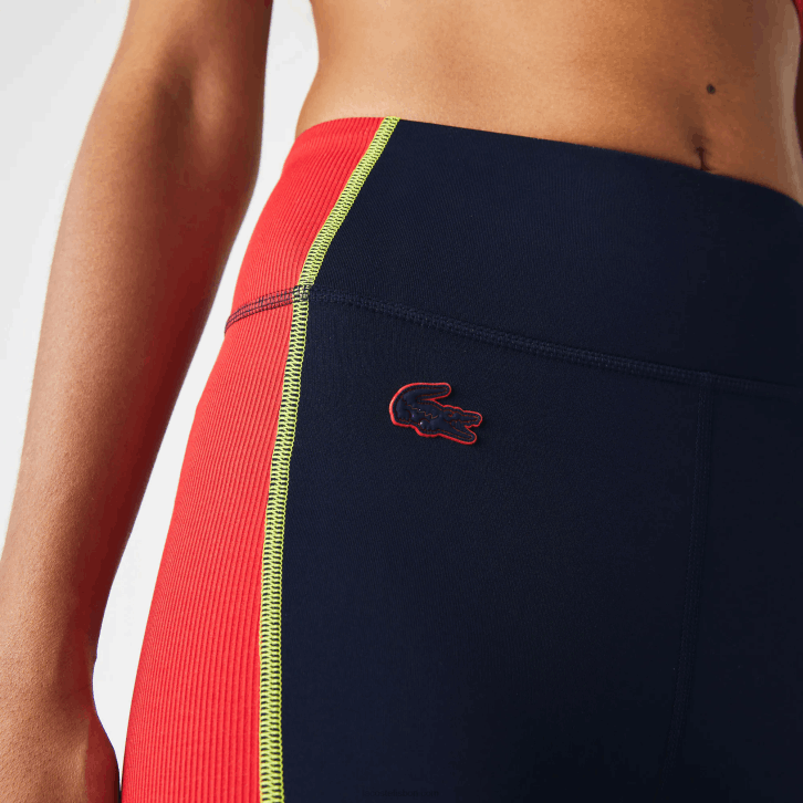 mulheres Lacoste azul marinho vermelho 4xh leggings esportivas color block com efeito de malha 08D02532