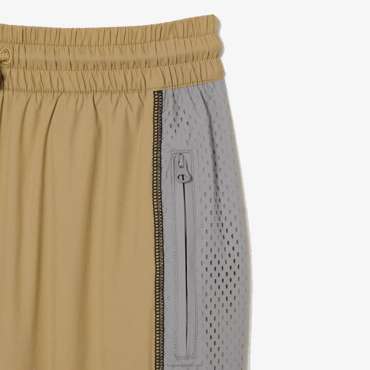 mulheres Lacoste bege cinza 7je calça de trilha com efeito perfurado 08D02427