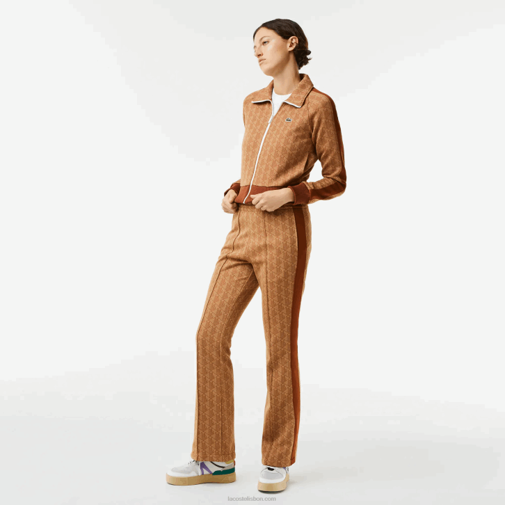 mulheres Lacoste bege marrom zwm calça de treino com estampa de monograma 08D02536