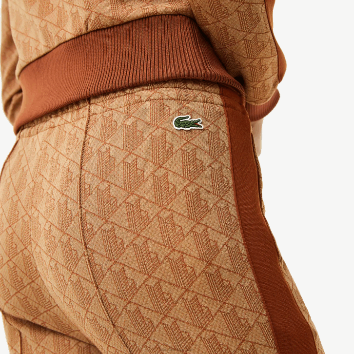 mulheres Lacoste bege marrom zwm calça de treino com estampa de monograma 08D02536