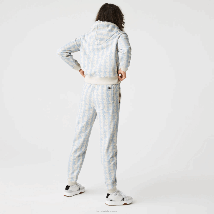 mulheres Lacoste branco azul dpq calças de treino de lã com design de monograma vivo 08D02574