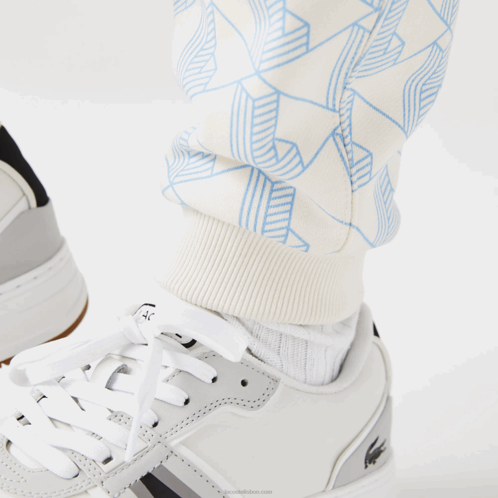 mulheres Lacoste branco azul dpq calças de treino de lã com design de monograma vivo 08D02574