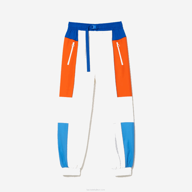 mulheres Lacoste branco azul laranja azul rlm calças de treino colorblock distintivo 08D02553