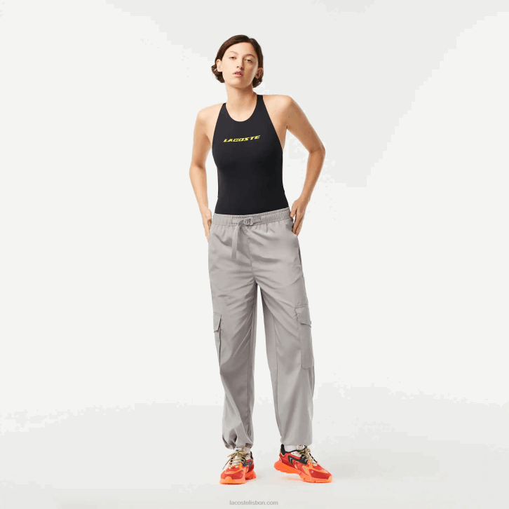 mulheres Lacoste cinza kzw calças cargo largas 08D02450