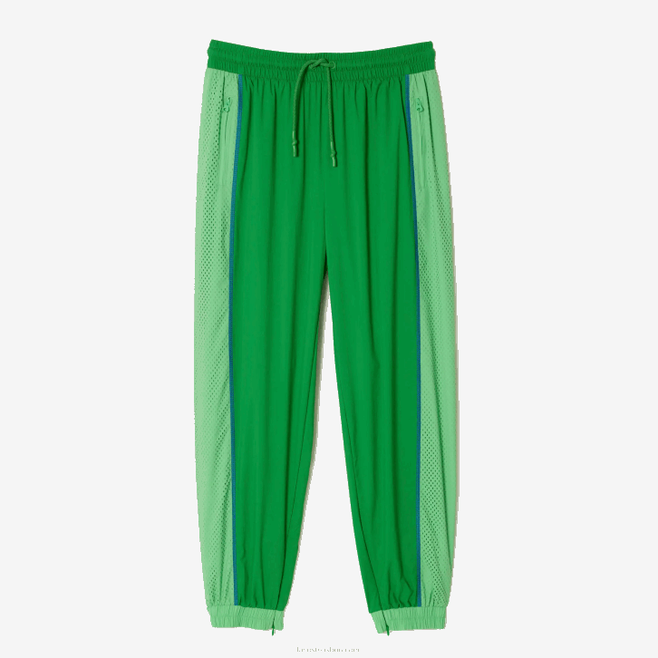 mulheres Lacoste dbf verde calça de trilha com efeito perfurado 08D02426