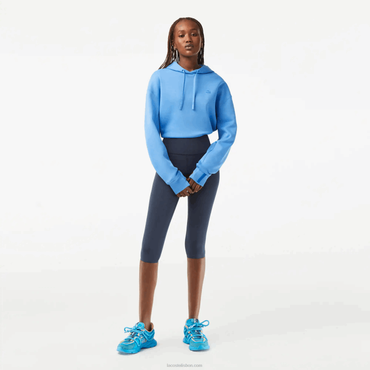 mulheres Lacoste kxe azul leggings esportivas lisas cortadas 08D02425