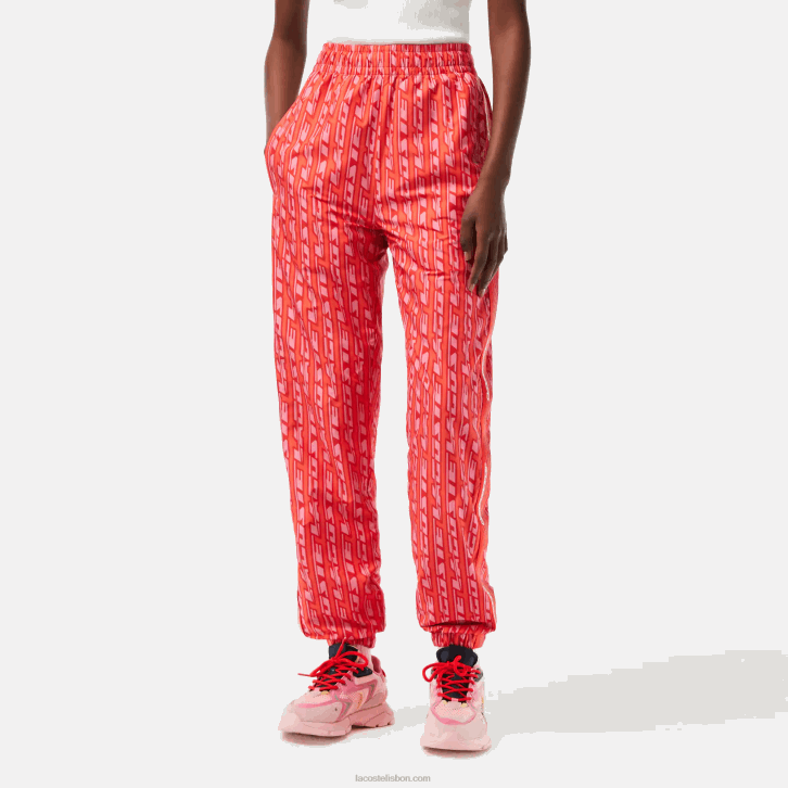 mulheres Lacoste laranja vermelho rosa zi1 calça de trilha com estampa de logo 08D02396